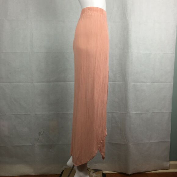 Joe B Skirt Womens Sz‎ M Peach Pink Flowy Layered Maxi Crinkle Long Gypsy - Picture 4 of 9